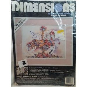 Dimensions Floral Carousel Horse 3978 Cross Stitch Kit ~ No Count Cross Stitch